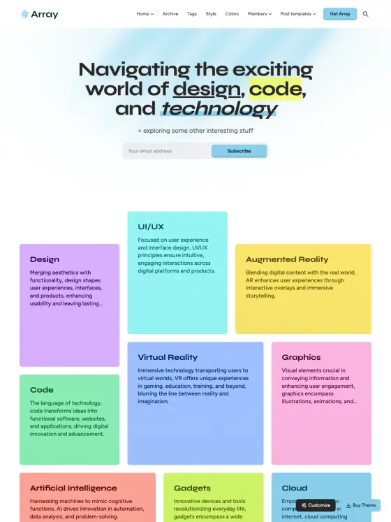 Array theme preview