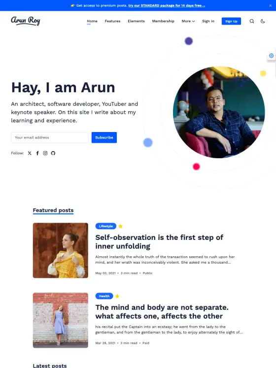 Arun theme preview