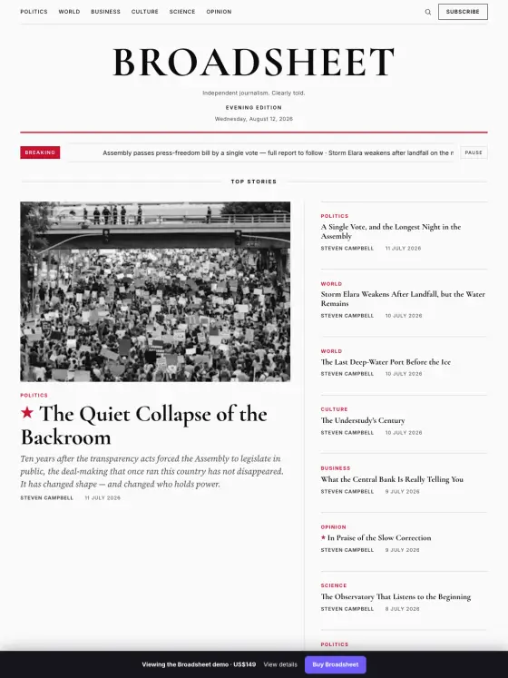 Broadsheet theme preview