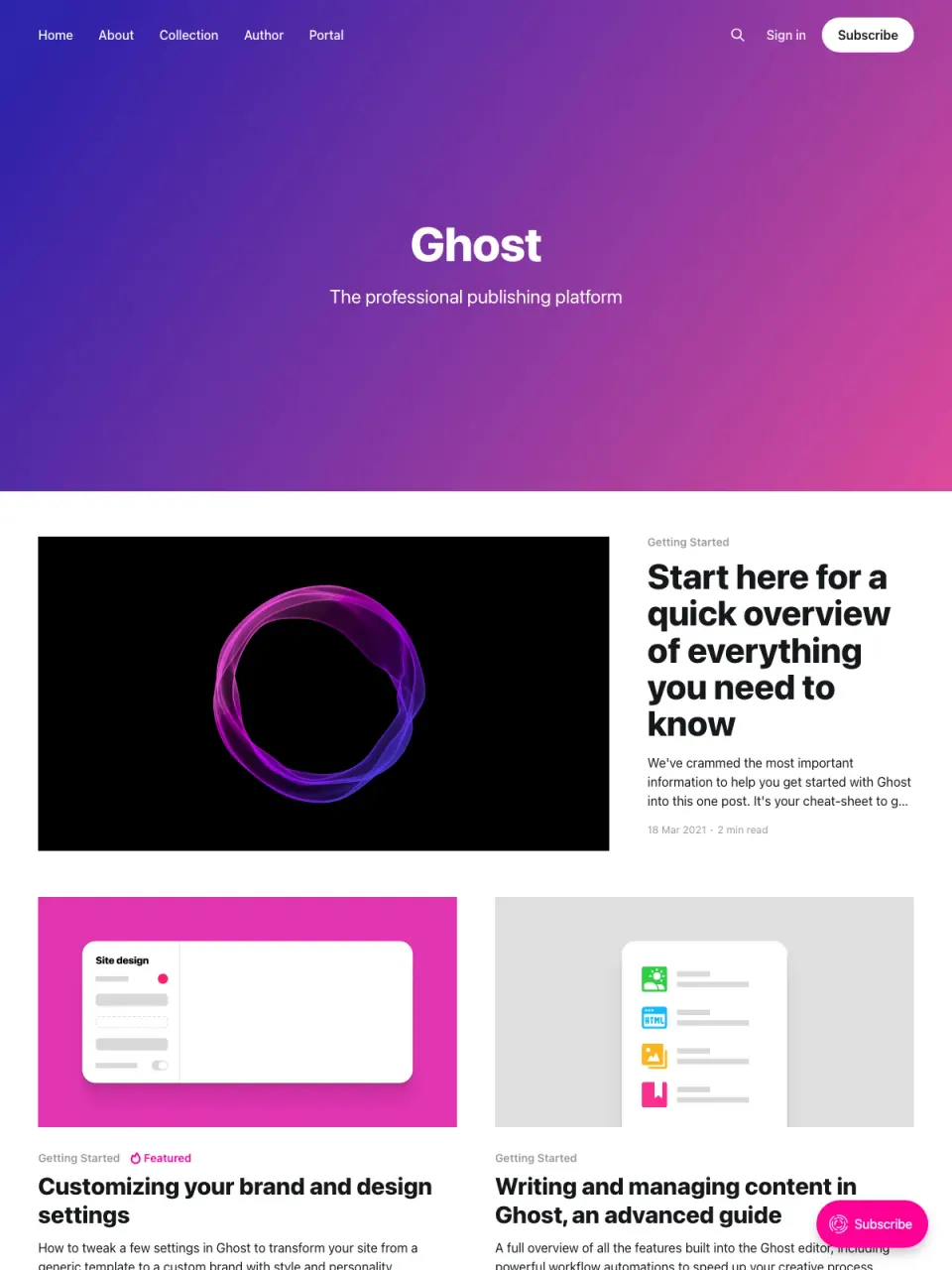 Casper theme preview