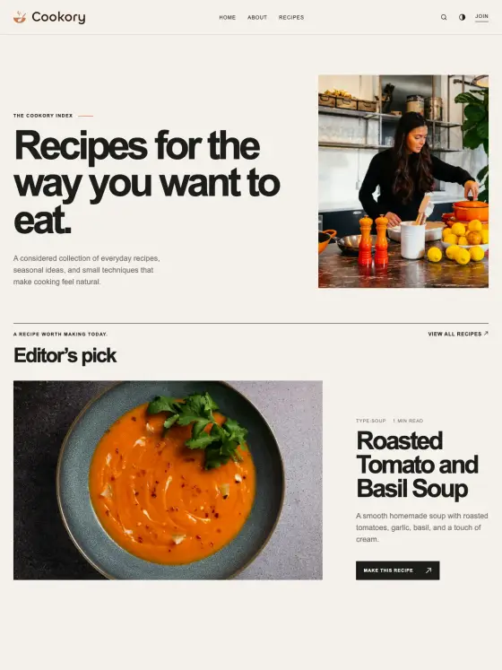 Cookory theme preview