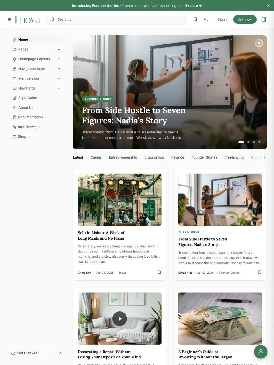 Enova theme preview