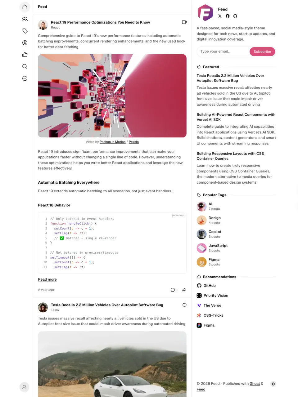 Feed theme preview