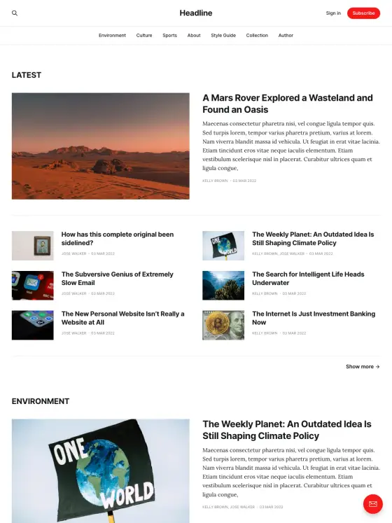 Headline theme preview