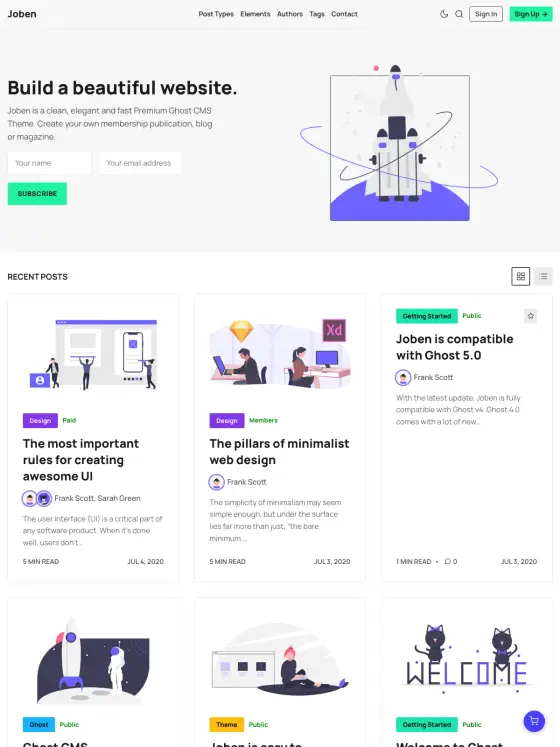 Joben theme preview