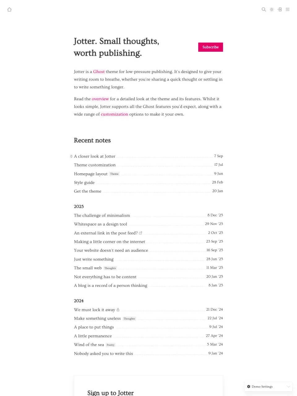 Jotter theme preview