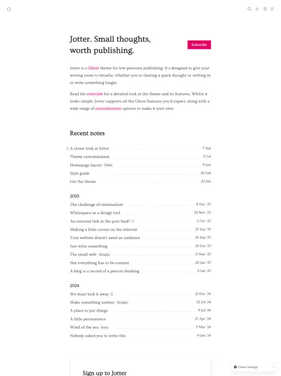Jotter theme preview