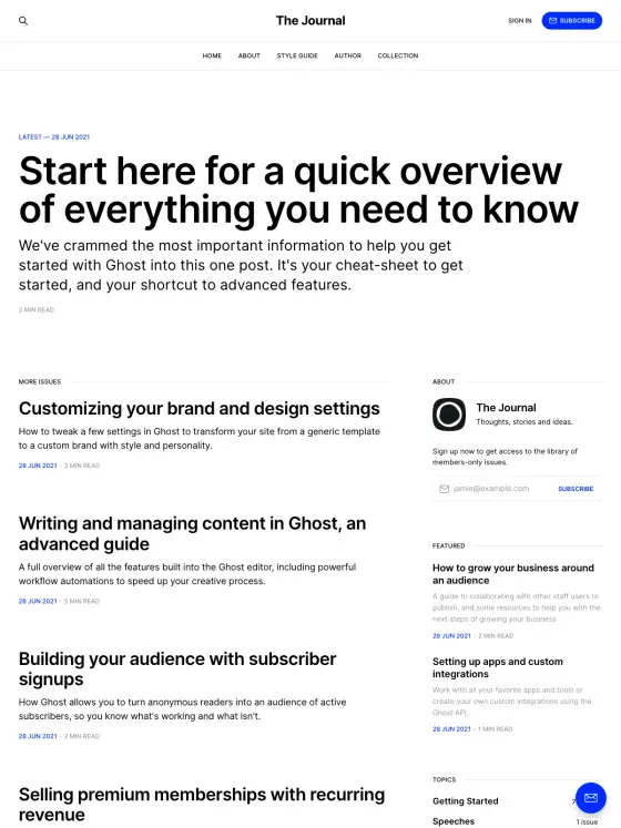Journal theme preview