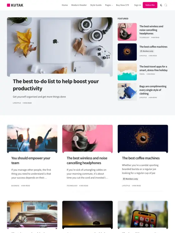 Kutak theme preview