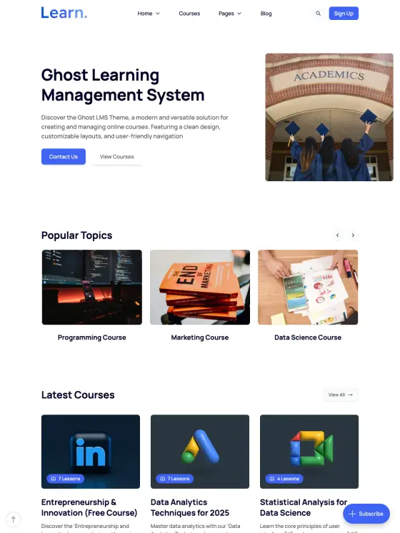Learn theme preview
