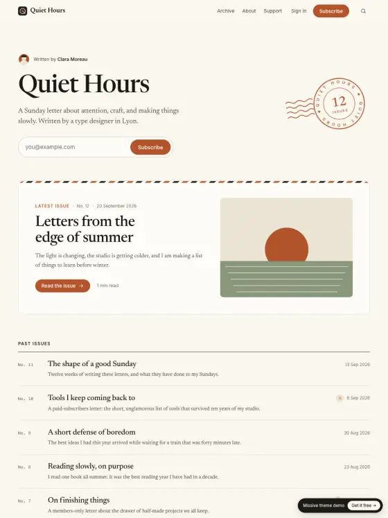 Missive theme preview