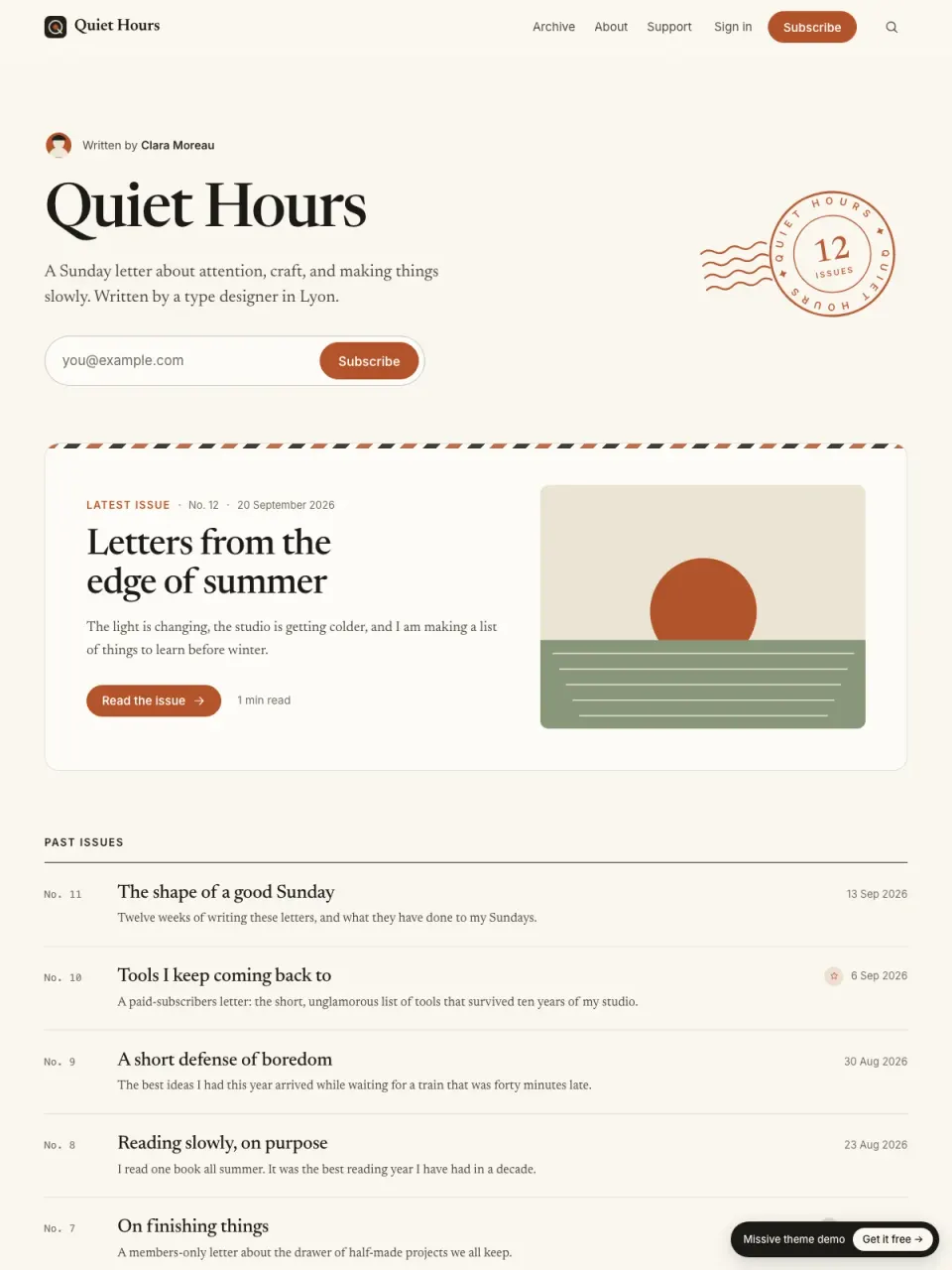Missive theme preview