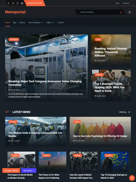 Newsportal theme preview