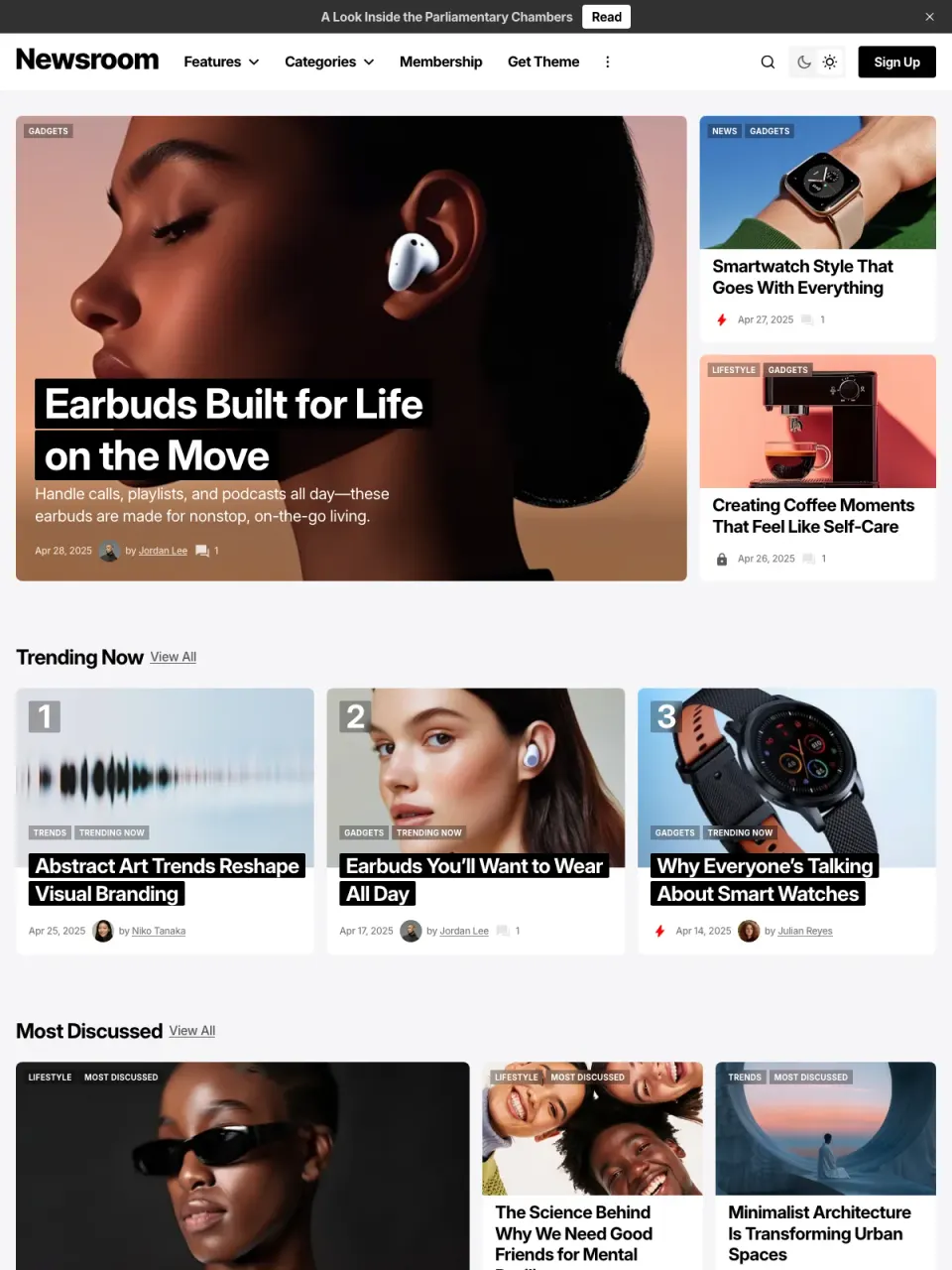 Newsroom theme preview