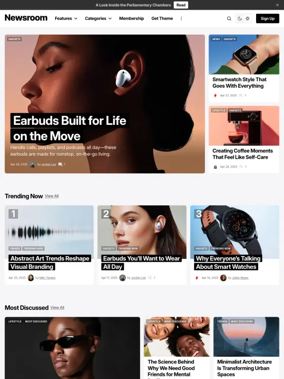 Newsroom theme preview