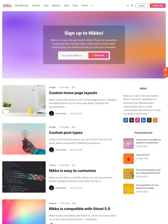 Nikko theme preview