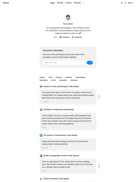 OnFlow theme preview