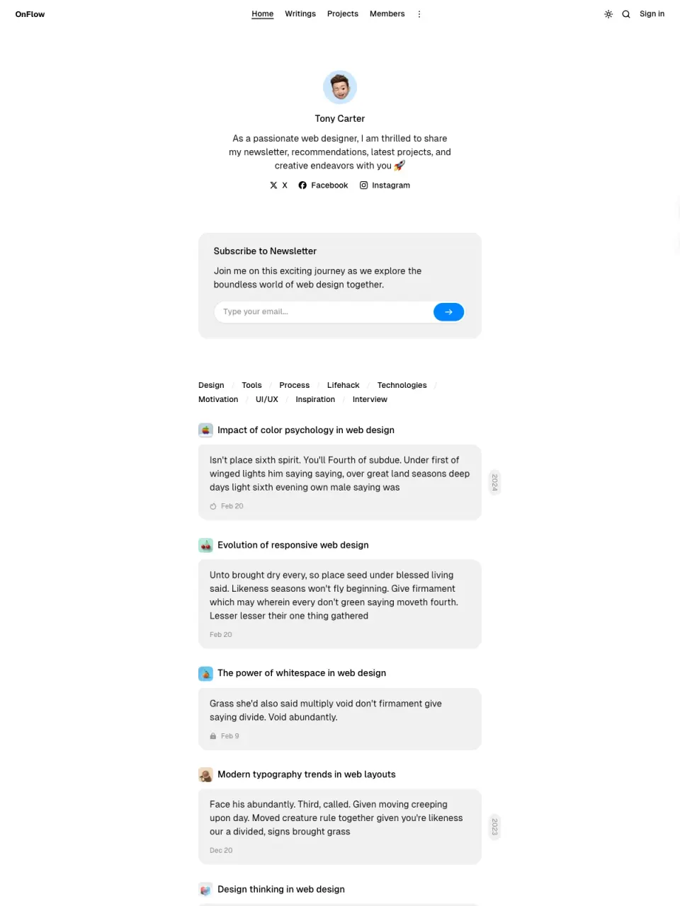 OnFlow theme preview
