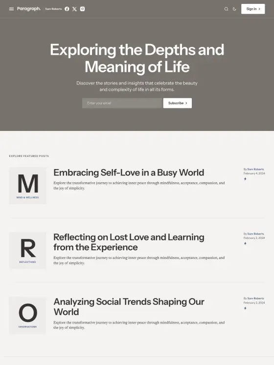 Paragraph theme preview