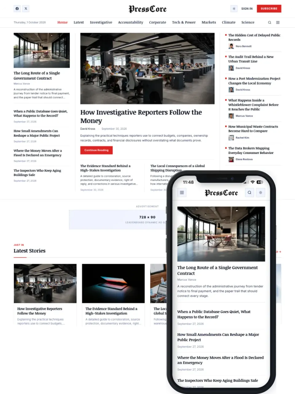 PressCore theme preview