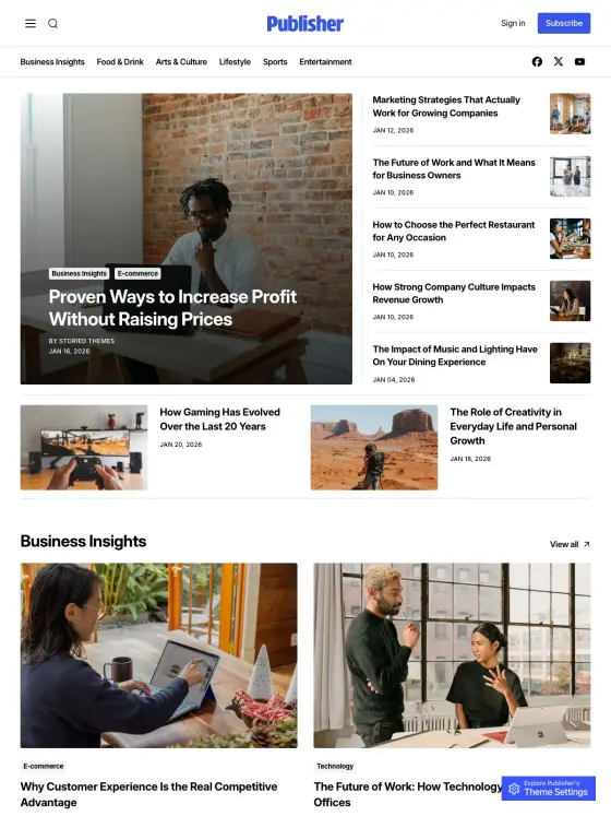Publisher theme preview