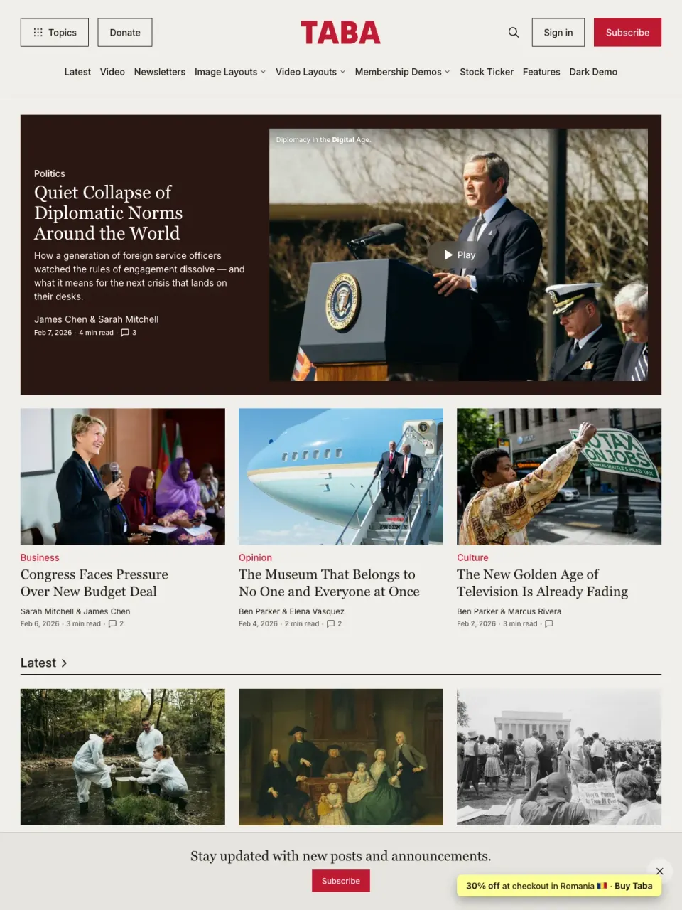 Taba theme preview