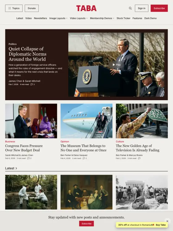Taba theme preview