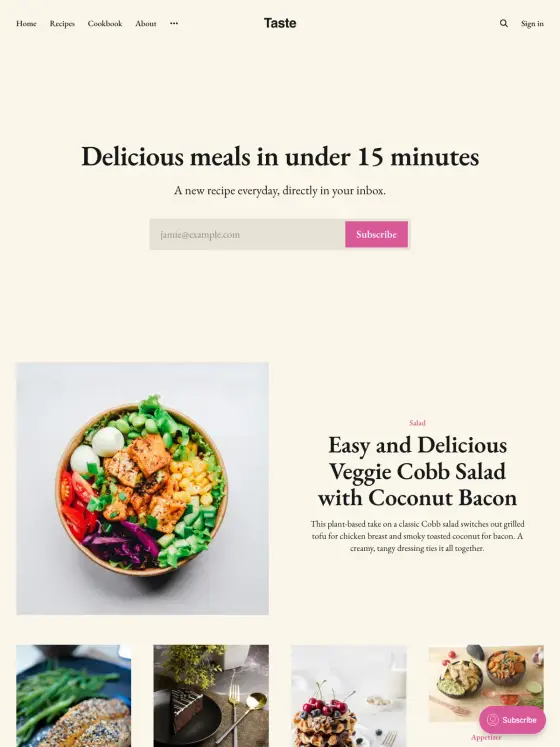 Taste theme preview