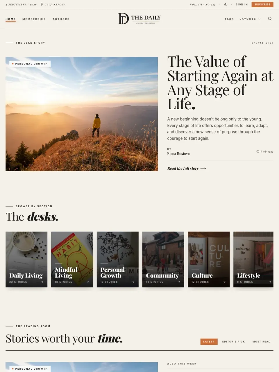 The Daily theme preview