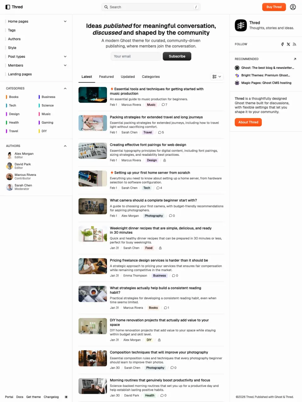 Thred theme preview