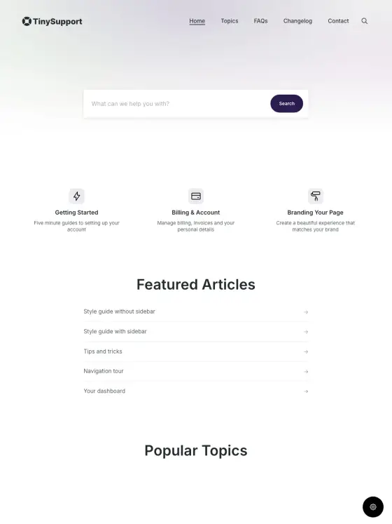 TinySupport theme preview