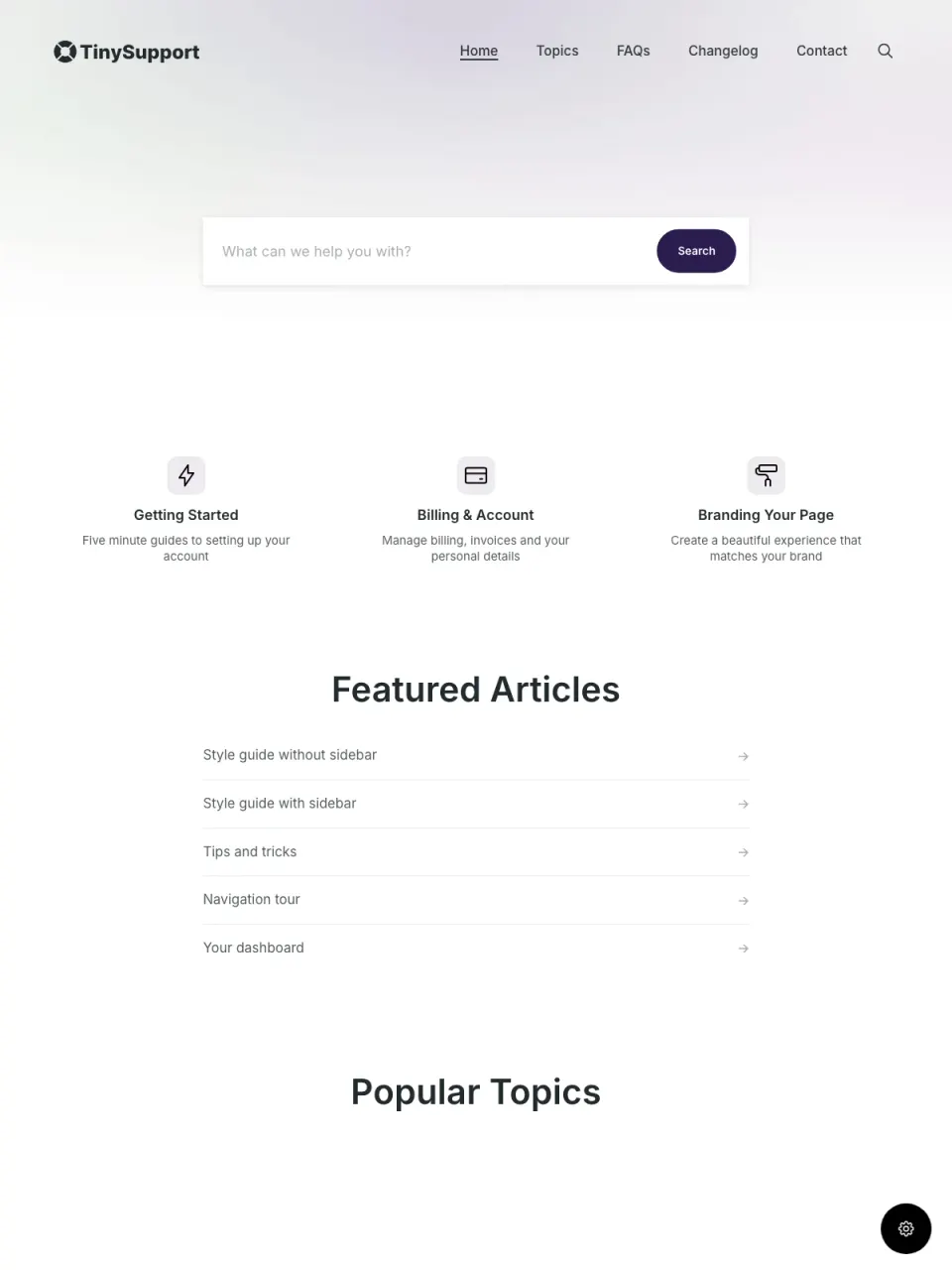 TinySupport theme preview