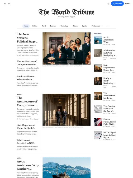 Tribune theme preview