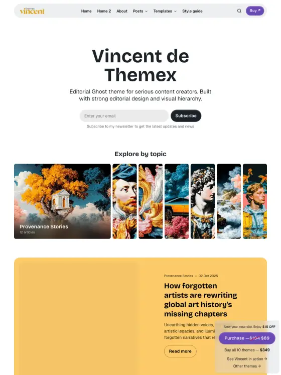 Vincent theme preview