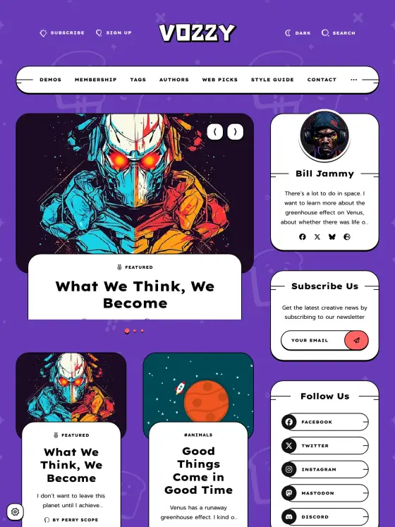Vozzy theme preview