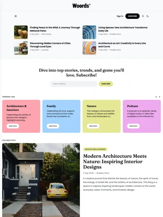 Woords theme preview