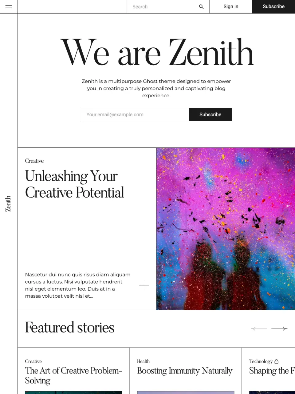 Zenith theme preview
