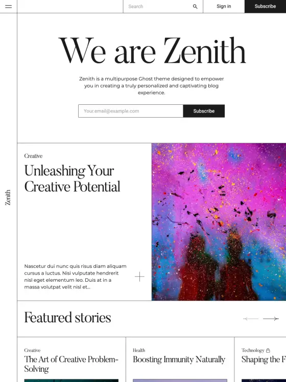 Zenith theme preview